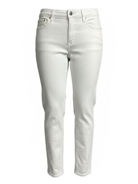 🔻Ann Taylor White Velveteen Cropped Jeans Size 12 Triple Button Stretch